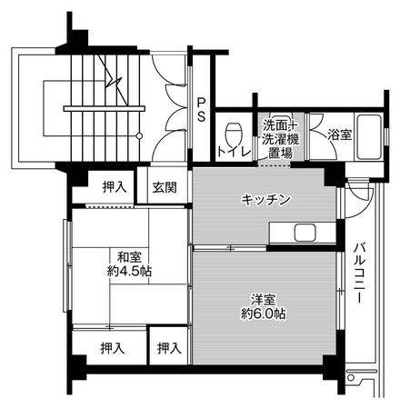 ビレッジハウス高木2号棟 (302号室)の物件間取画像